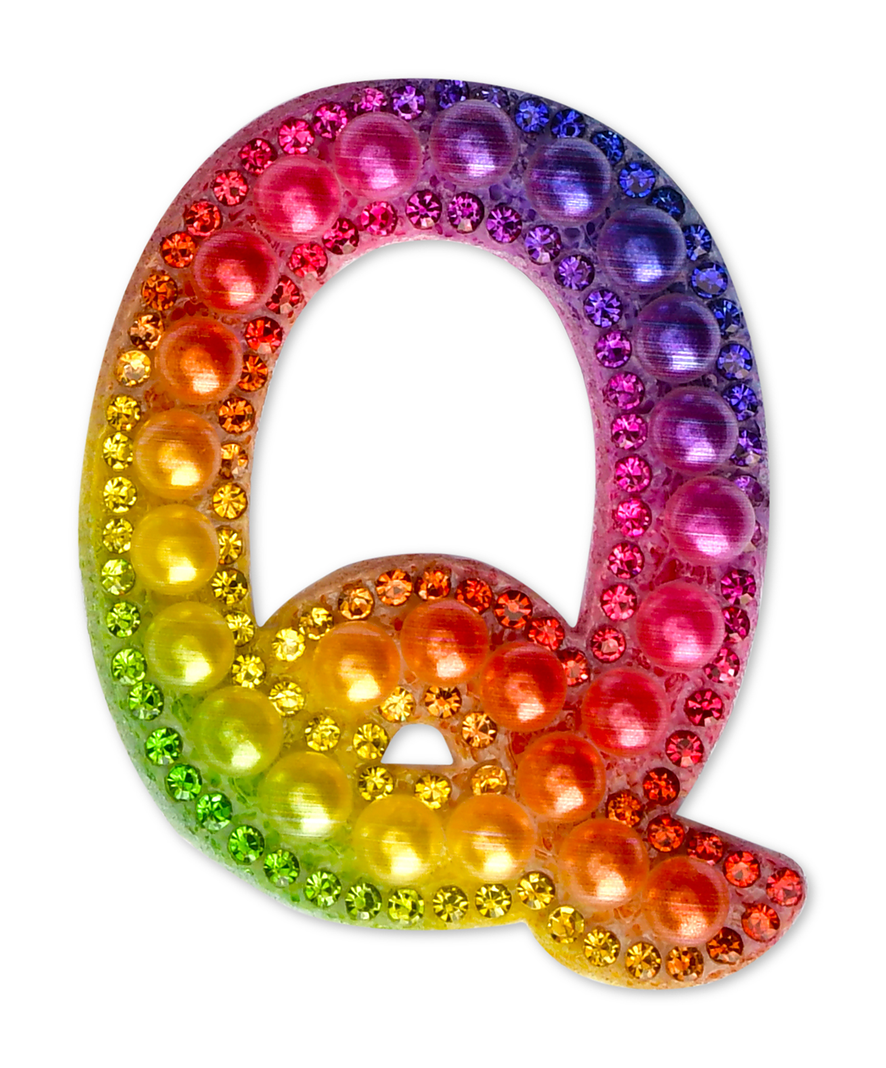 Picture of Q Alphabet Rainbow Gem Iron On Patch