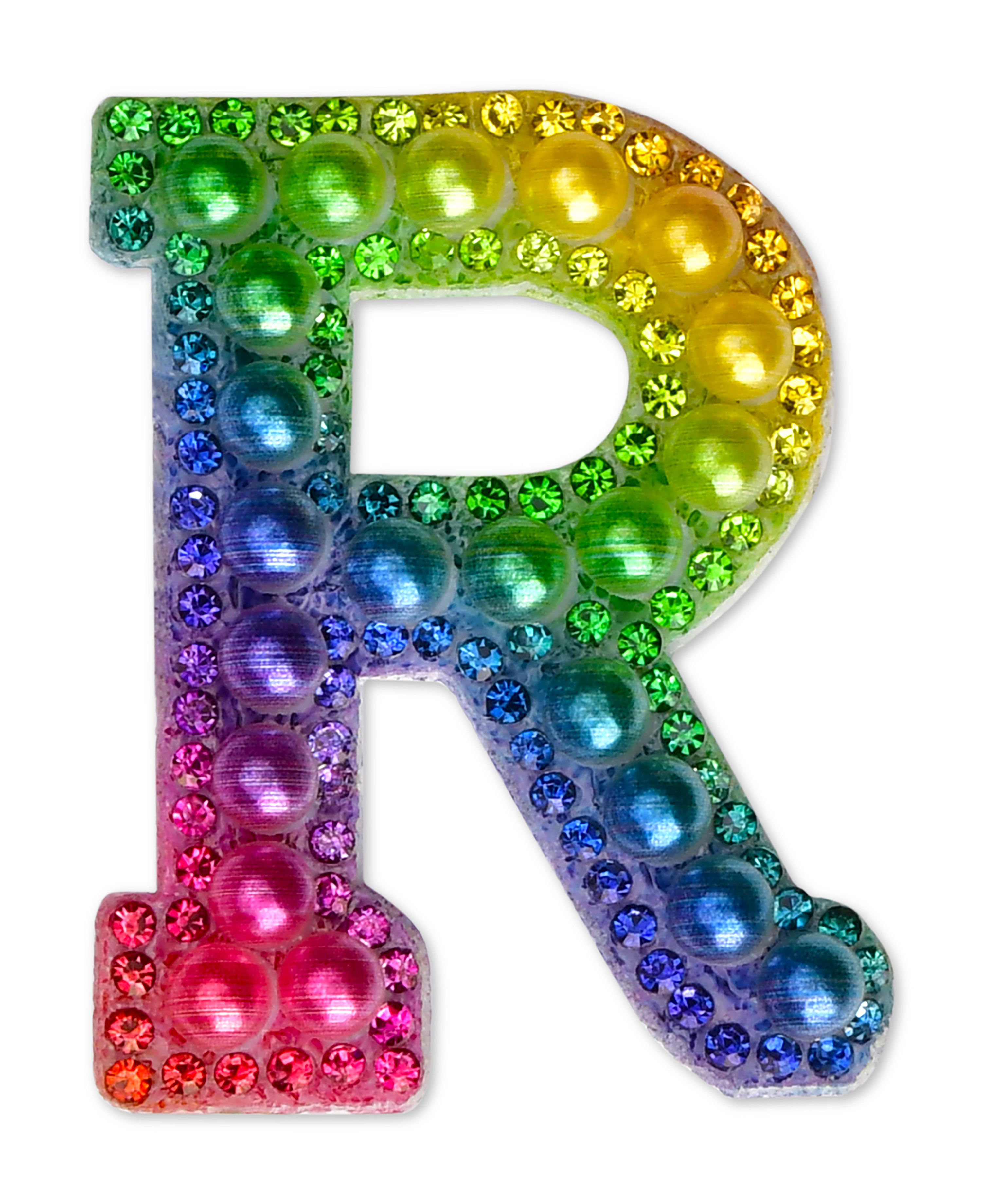 Picture of R Alphabet Rainbow Gem Iron On Patch