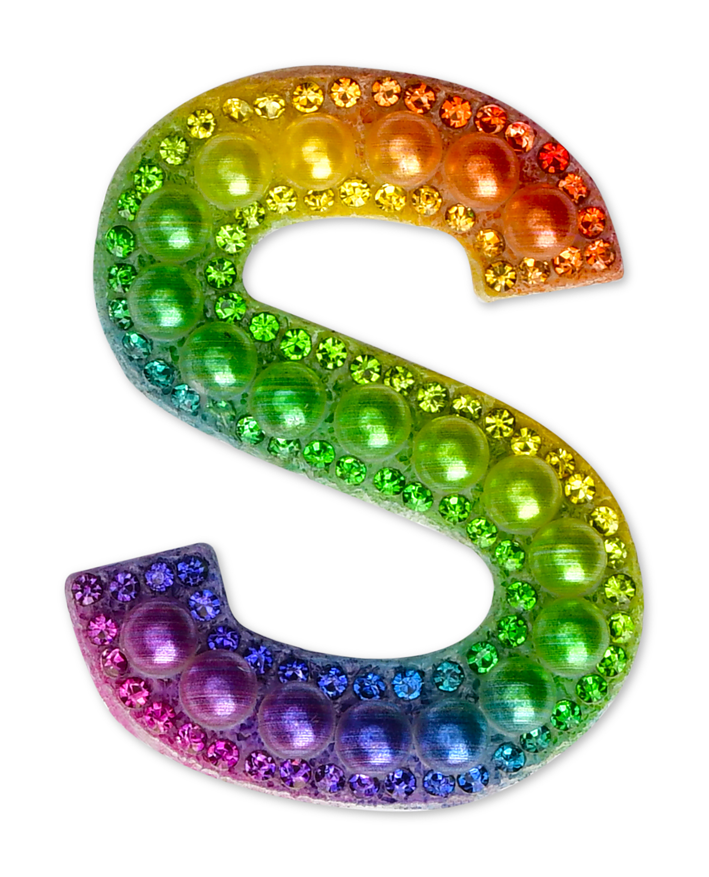 Picture of S Alphabet Rainbow Gem Iron On Patch
