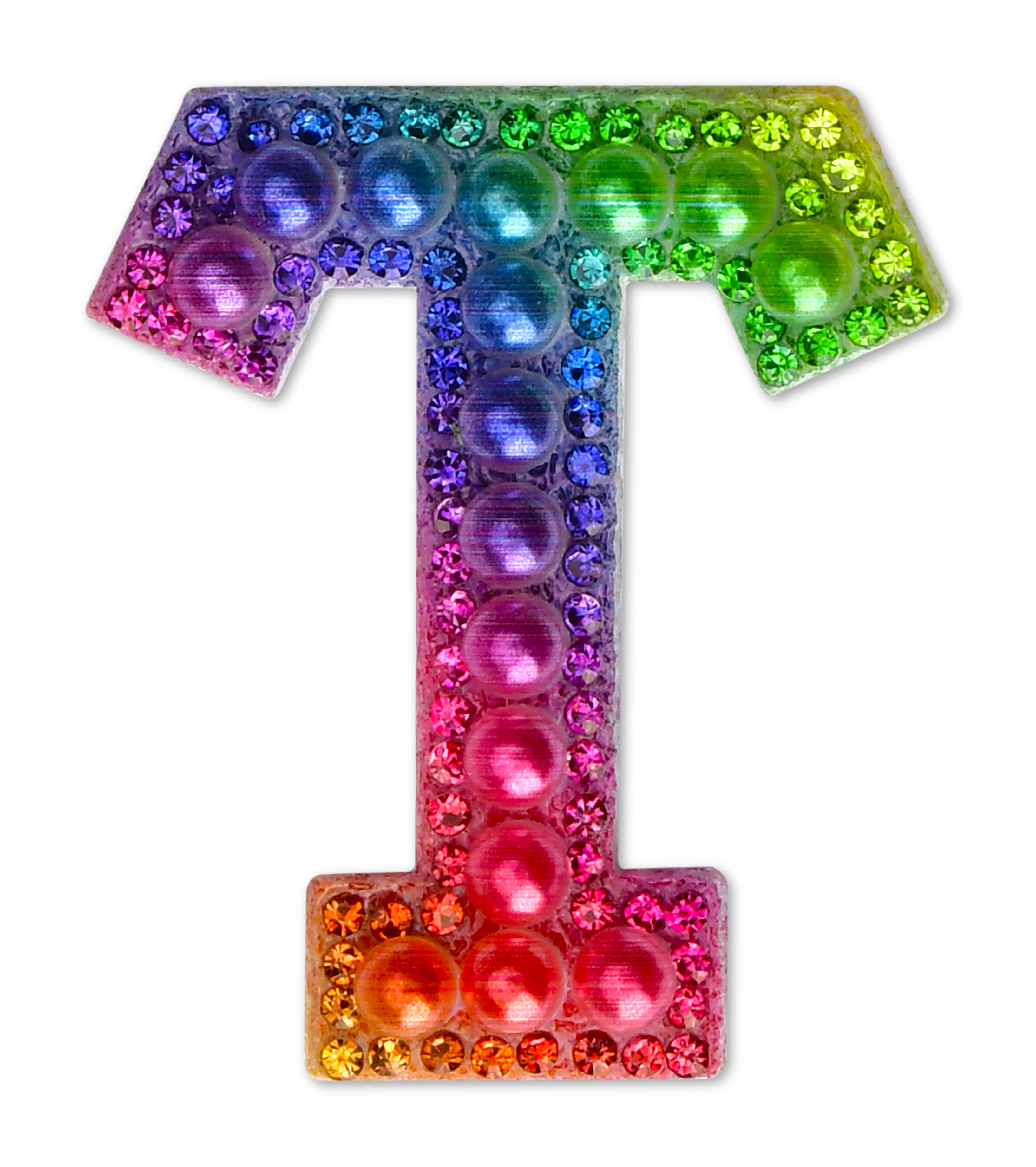 Picture of T Alphabet Rainbow Gem Iron On Patch