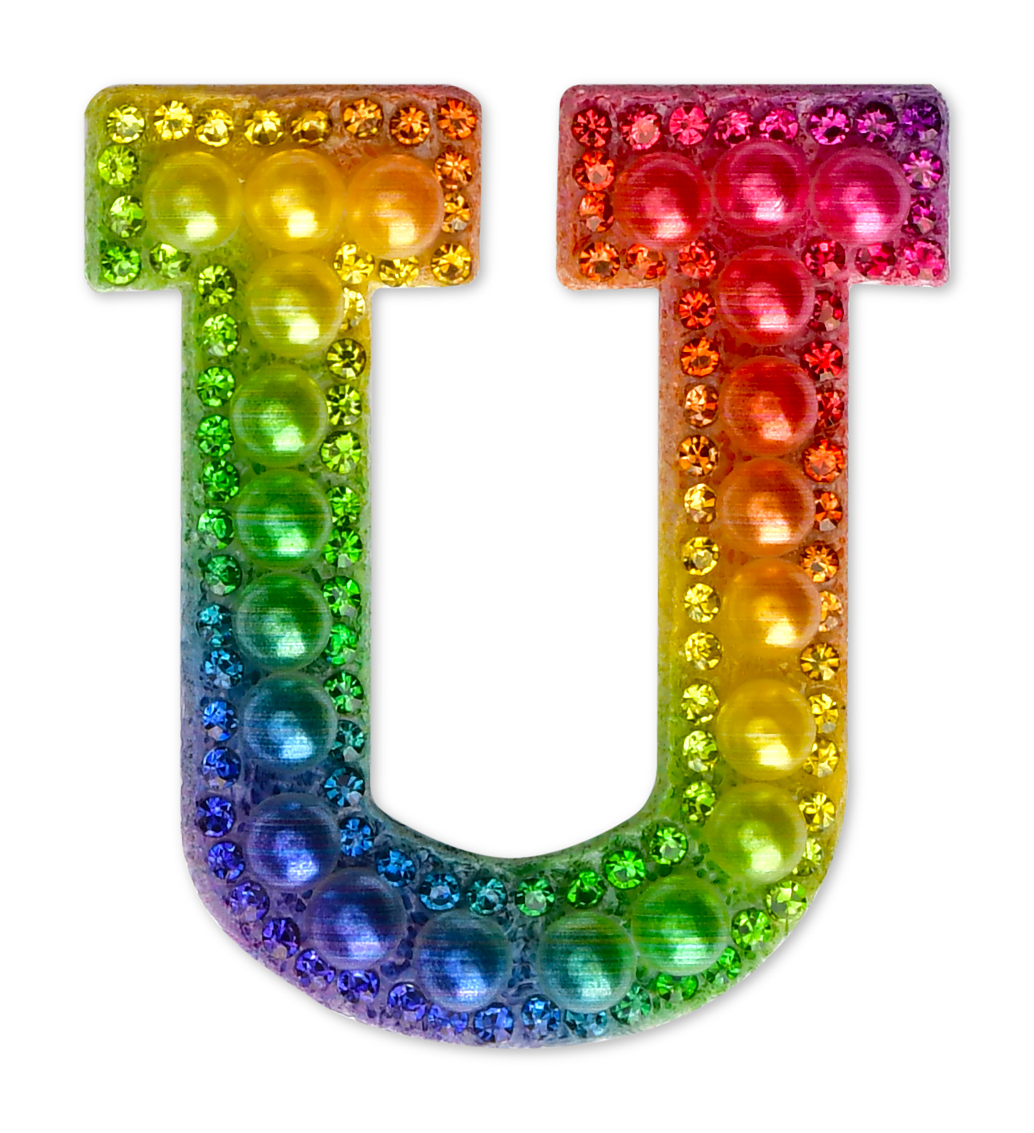 Picture of U Alphabet Rainbow Gem Iron On Patch
