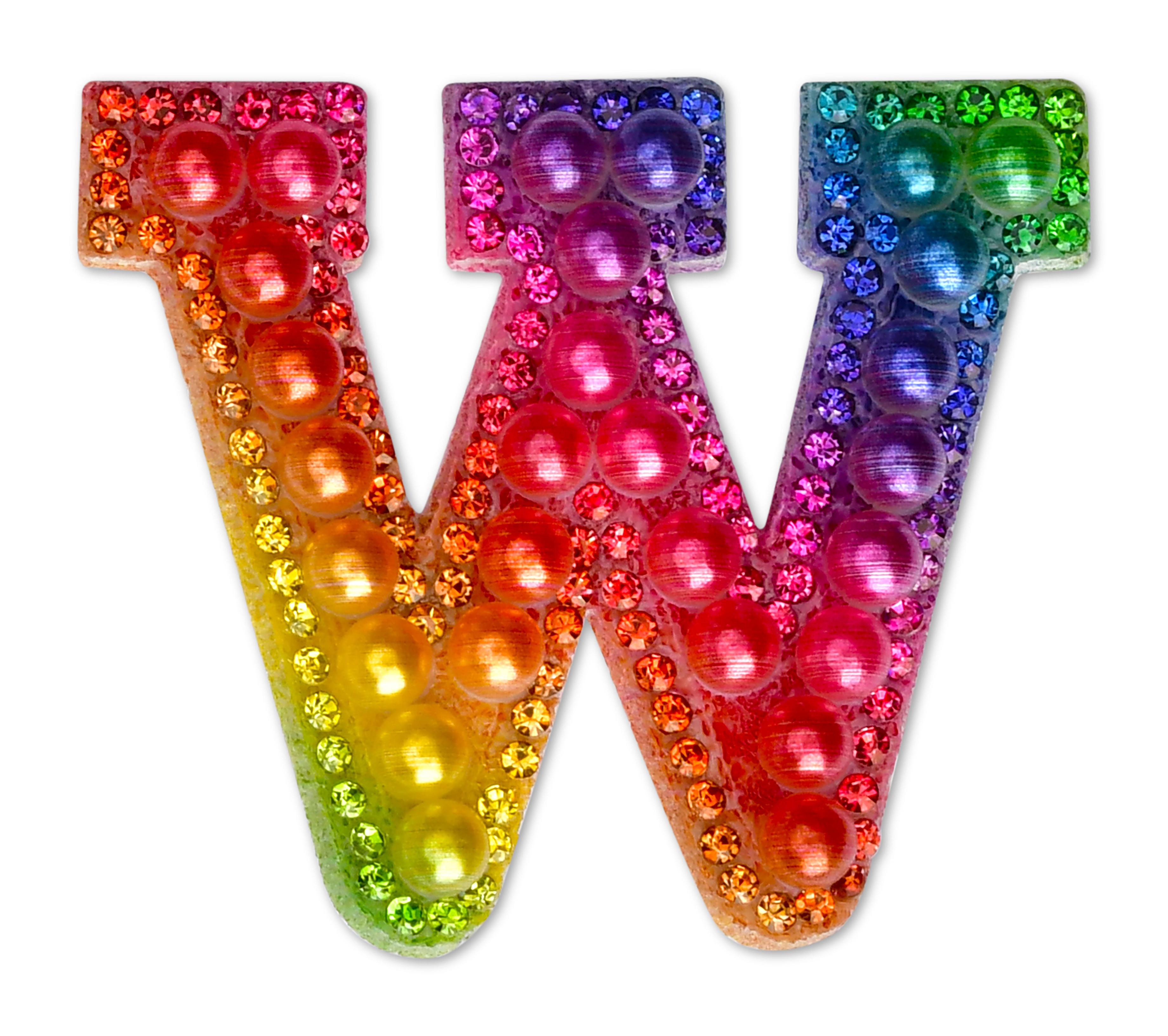 Picture of W Alphabet Rainbow Gem Iron On Patch
