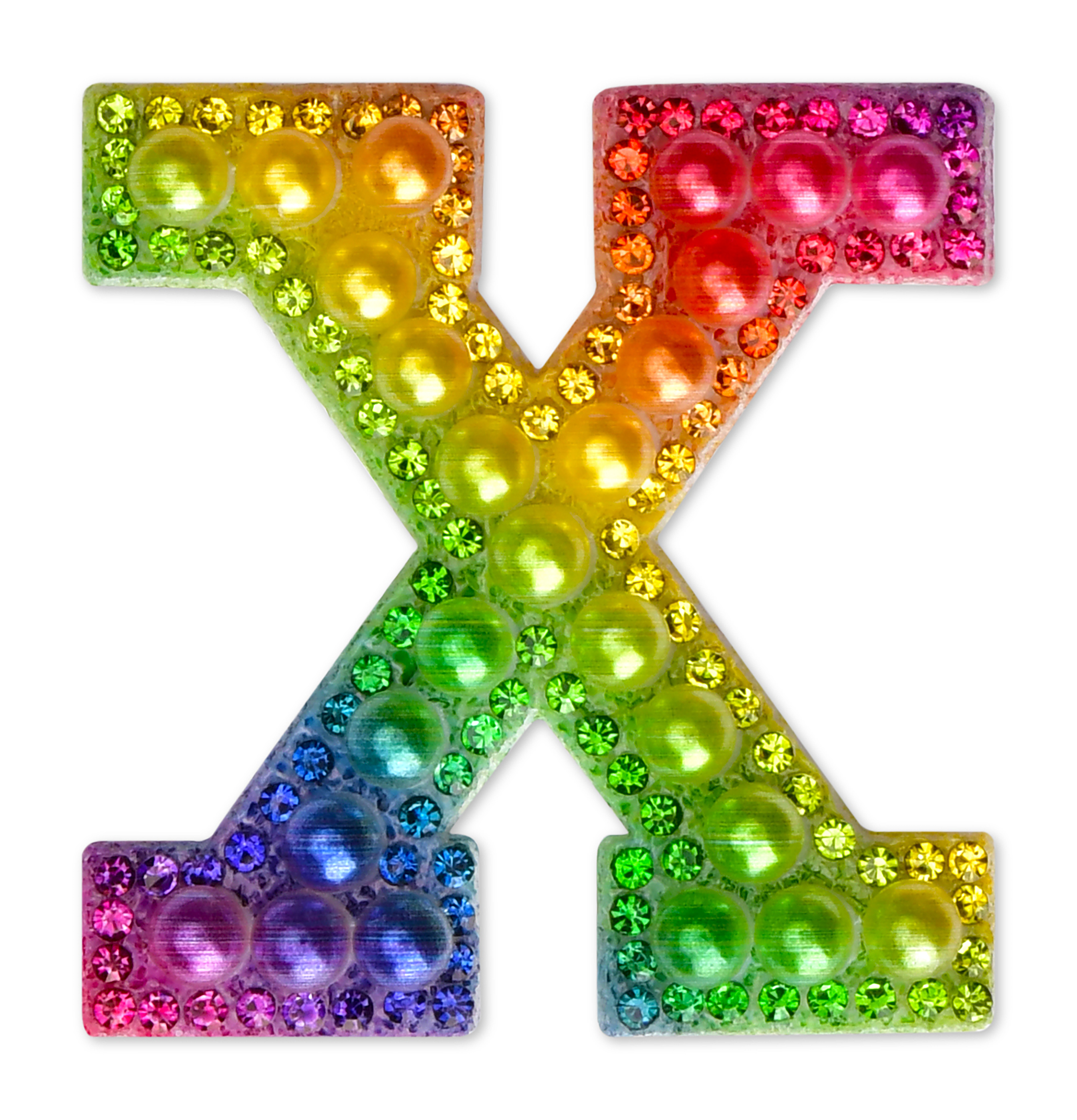 Picture of X Alphabet Rainbow Gem Iron On Patch