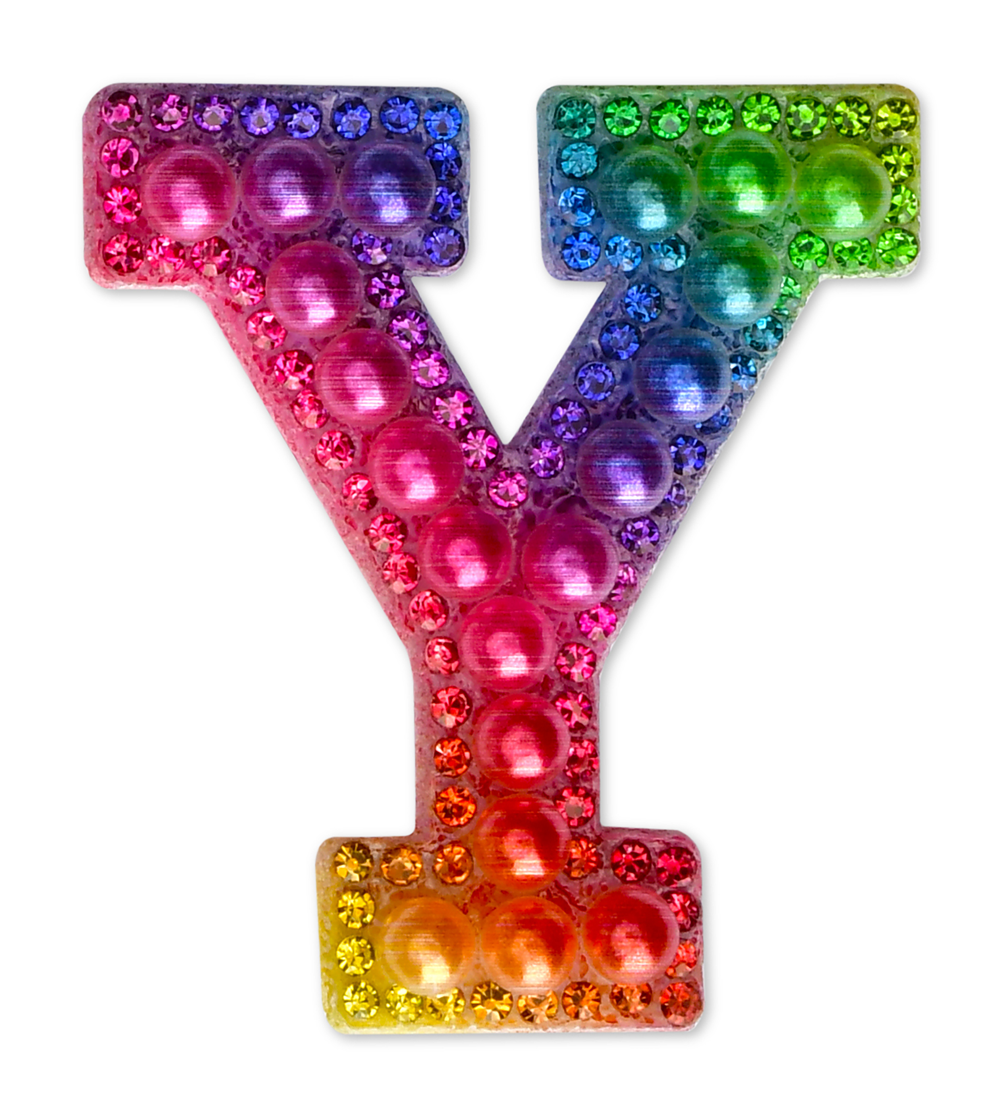 Picture of Y Alphabet Rainbow Gem Iron On Patch