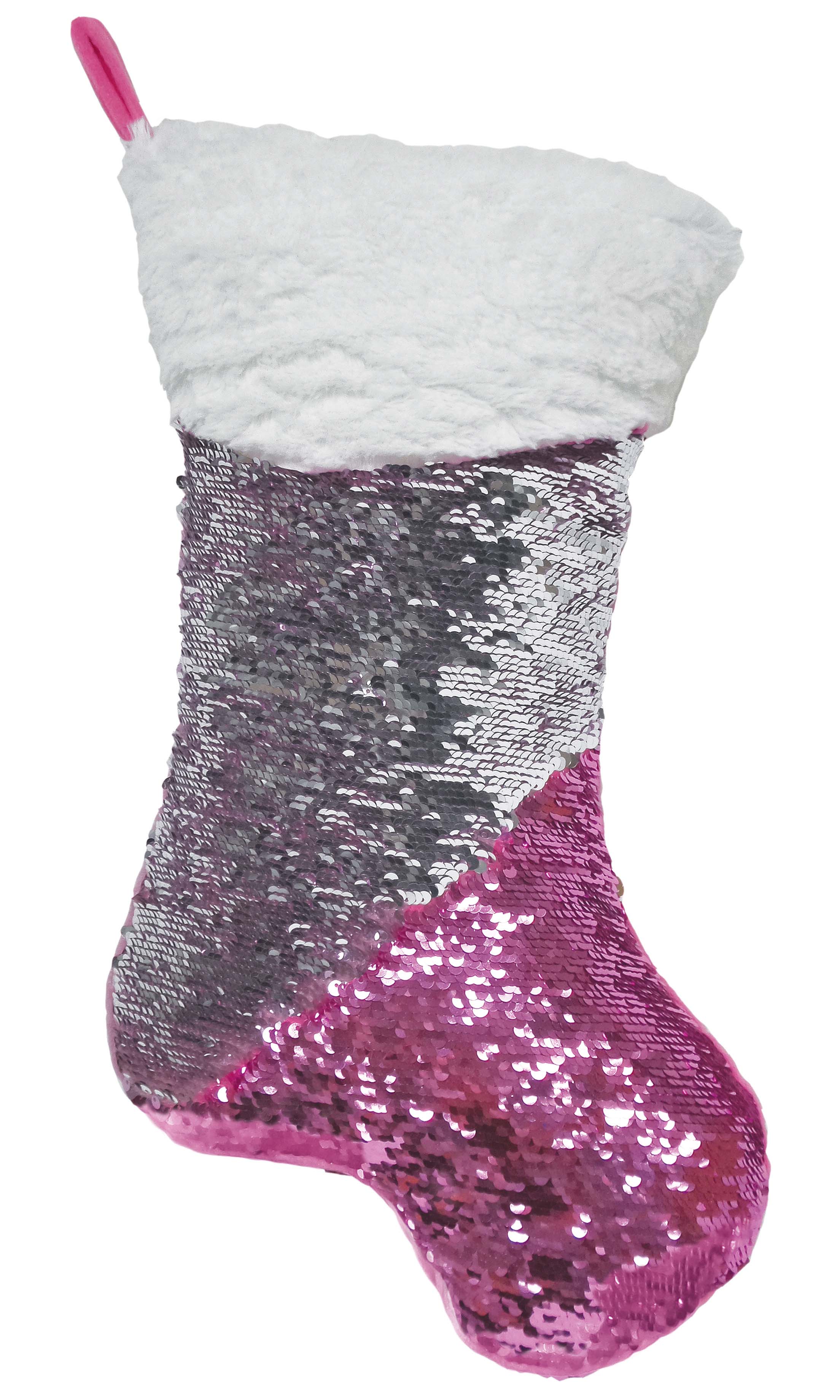 Picture of Mini Pink Stocking Reversible Sequin Plush