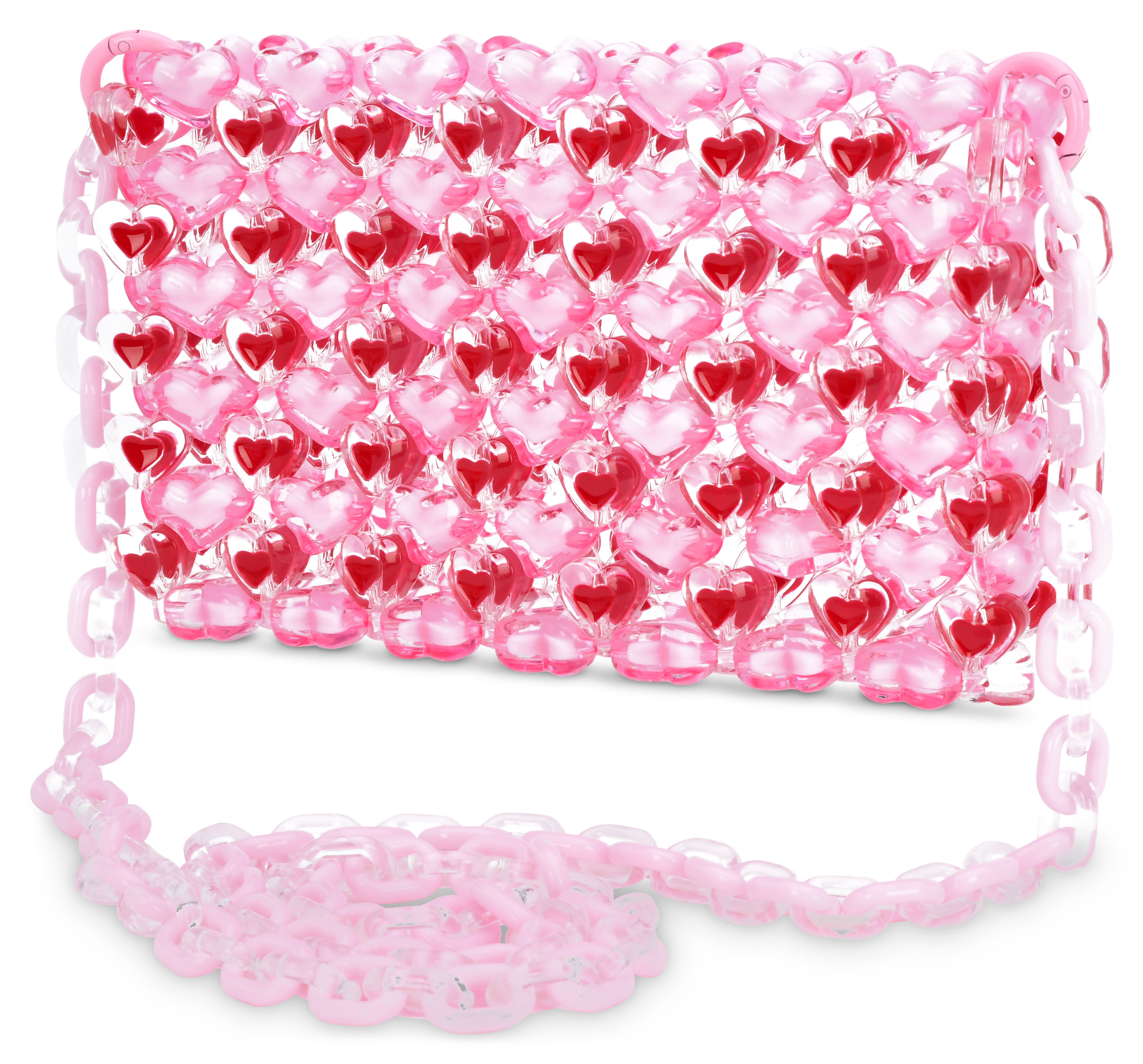Picture of Pink Hearts Beaded Crossbody Bag