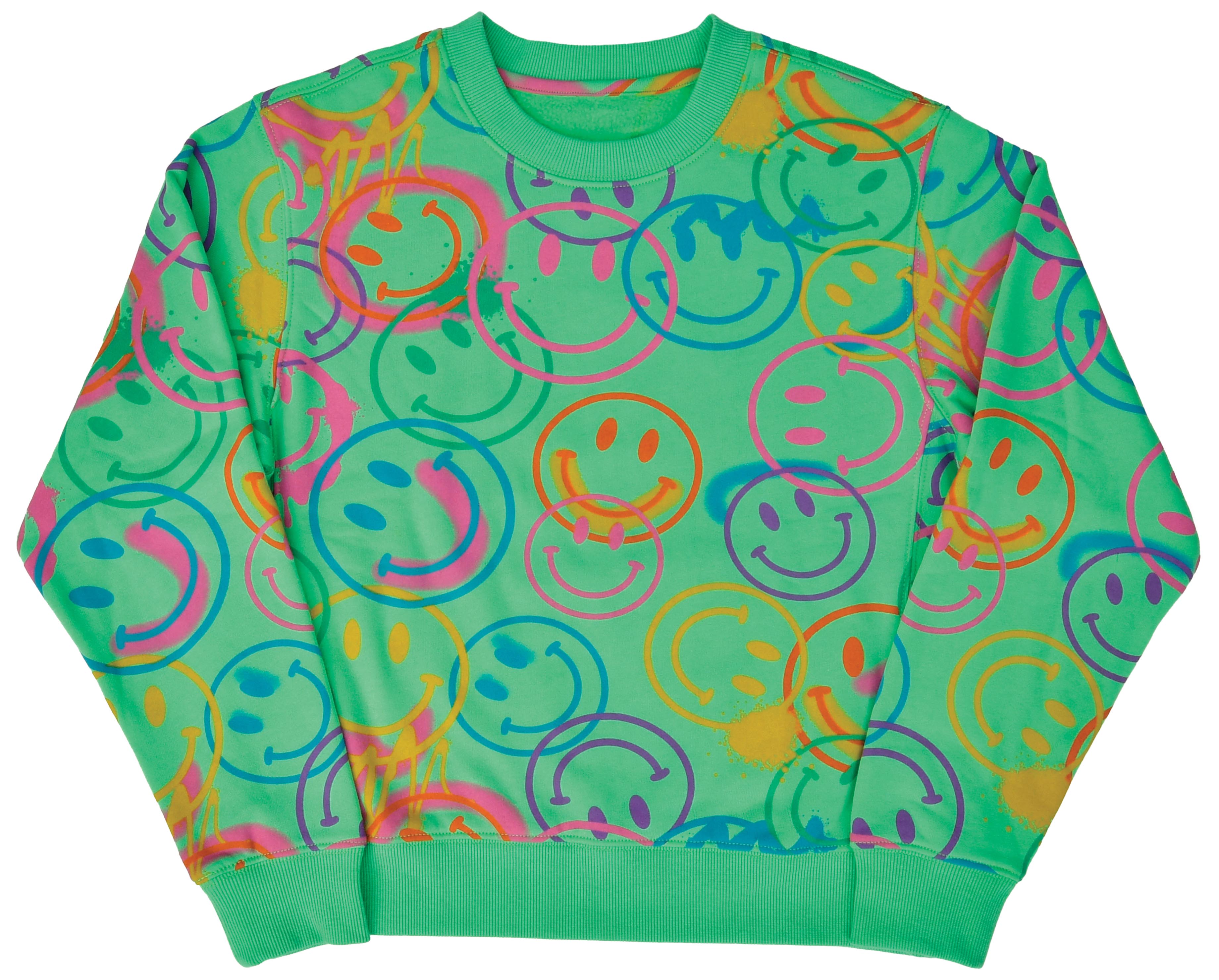Picture of All Over Smile Glam Green Basic Crew Neck Sweatshi