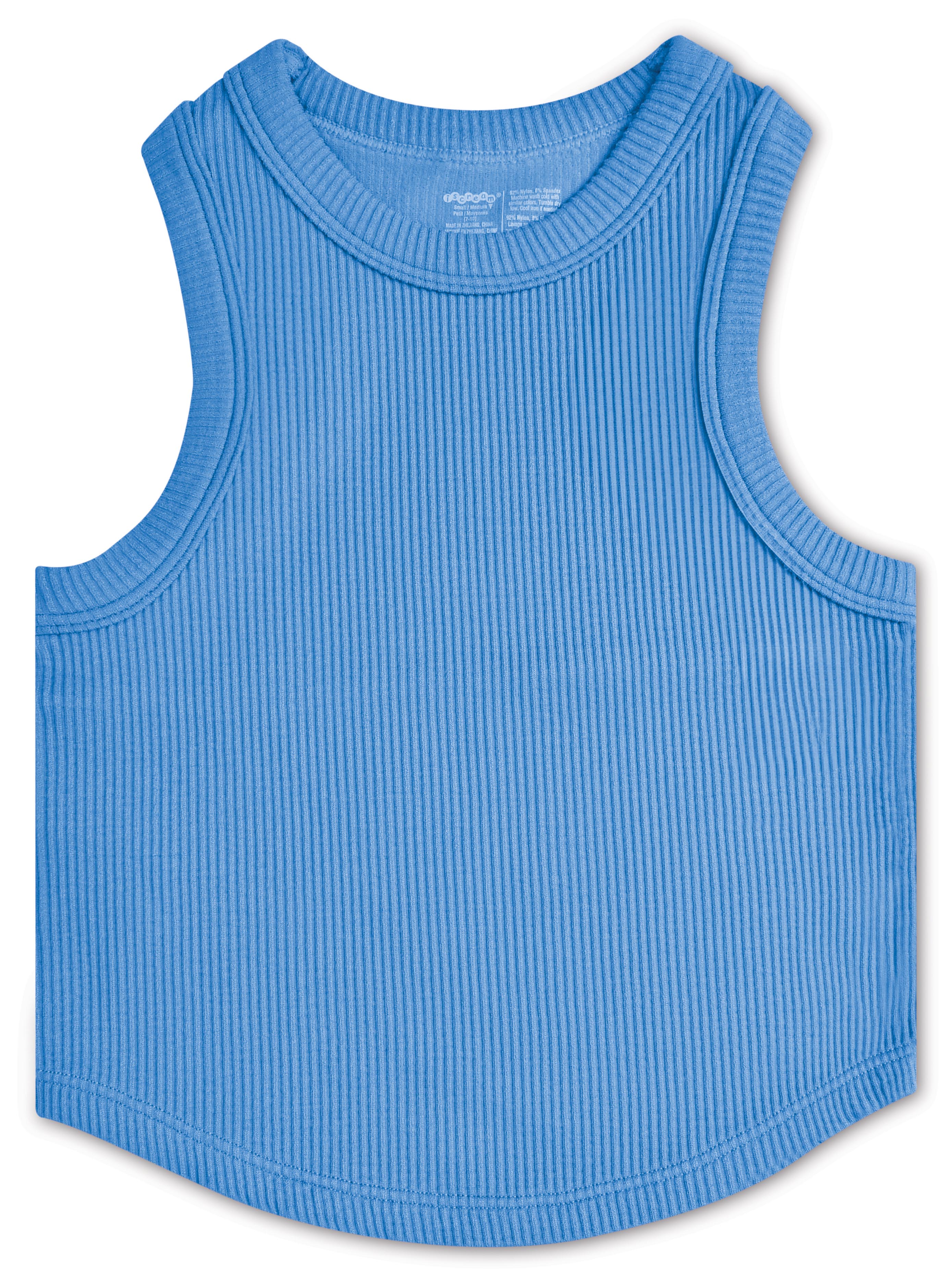 Picture of Bright Blue Cropped Ribbed Racerback Tank Top (You