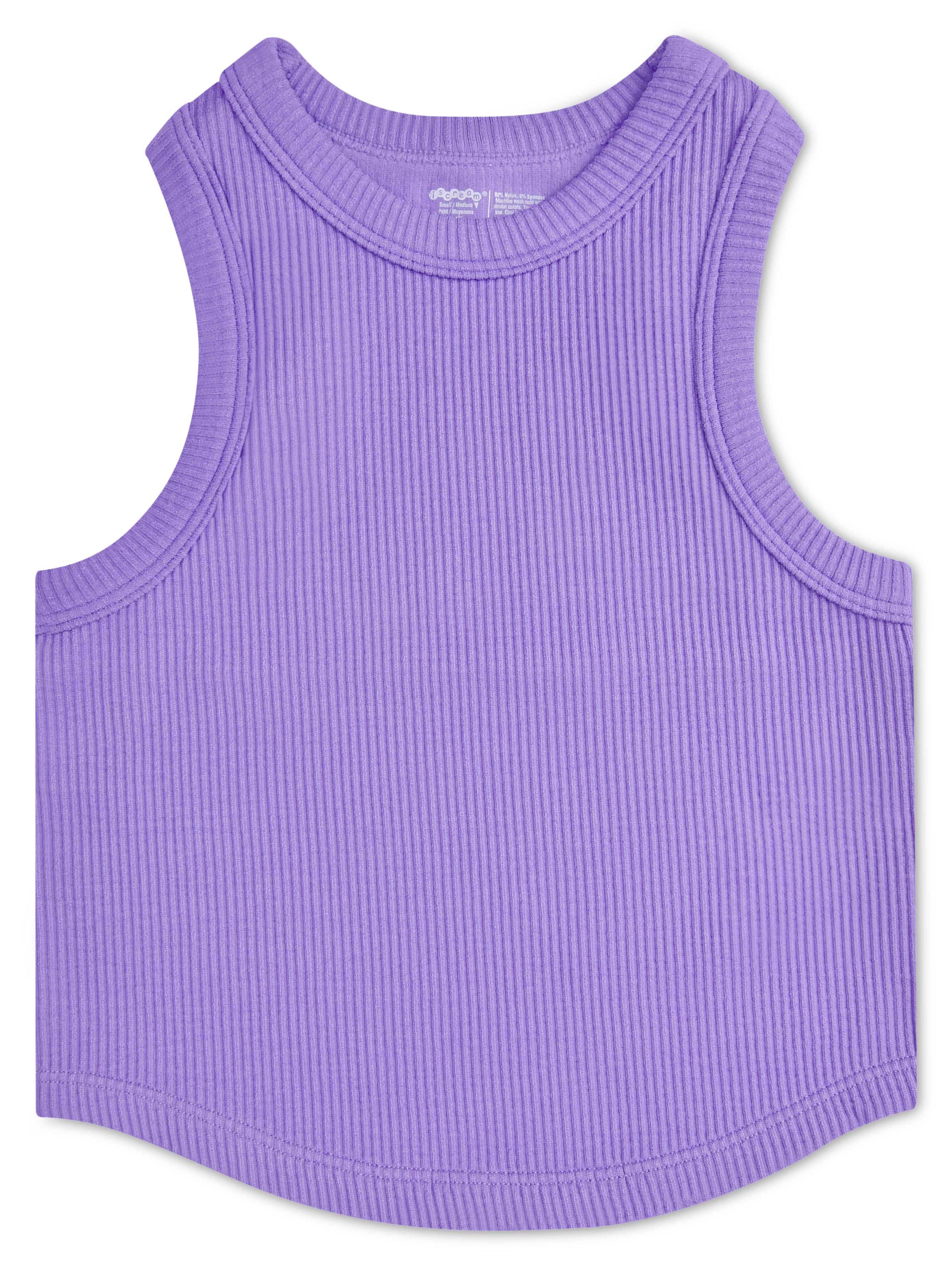 Picture of Vivid Violet Cropped Ribbed Racerback Tank Top (Yo