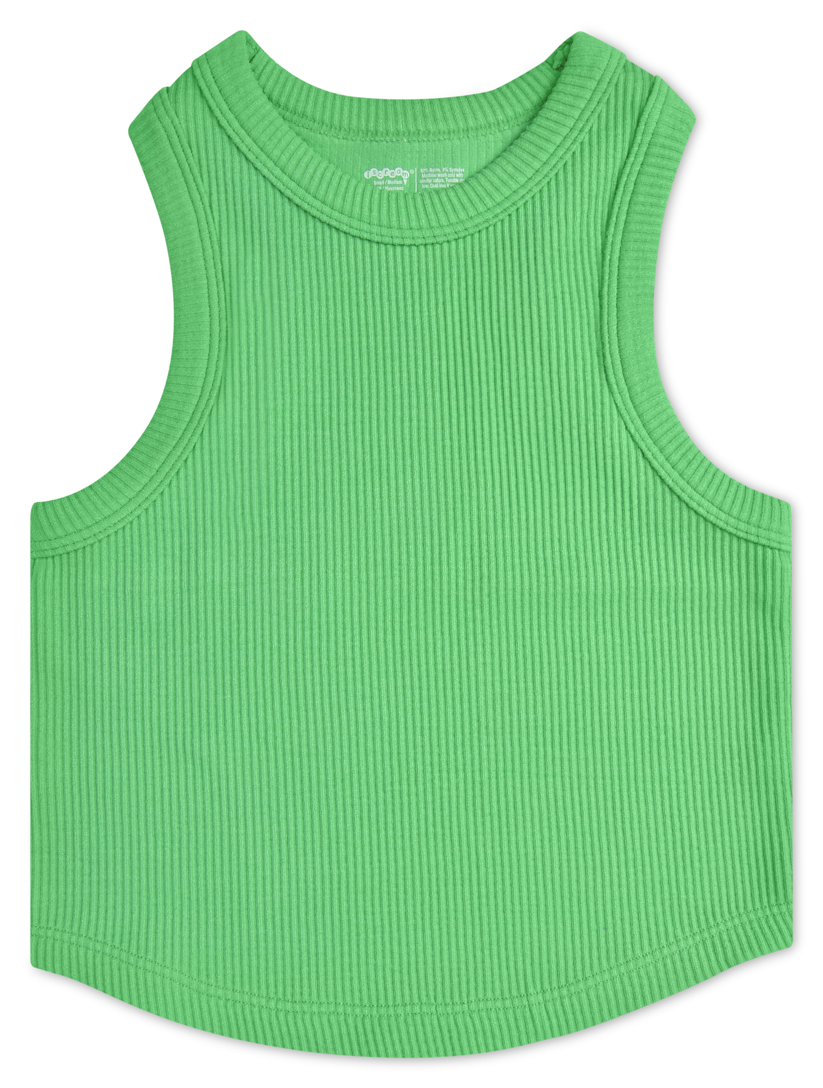 Picture of Glam Green Cropped Ribbed Racerback Tank Top (Yout