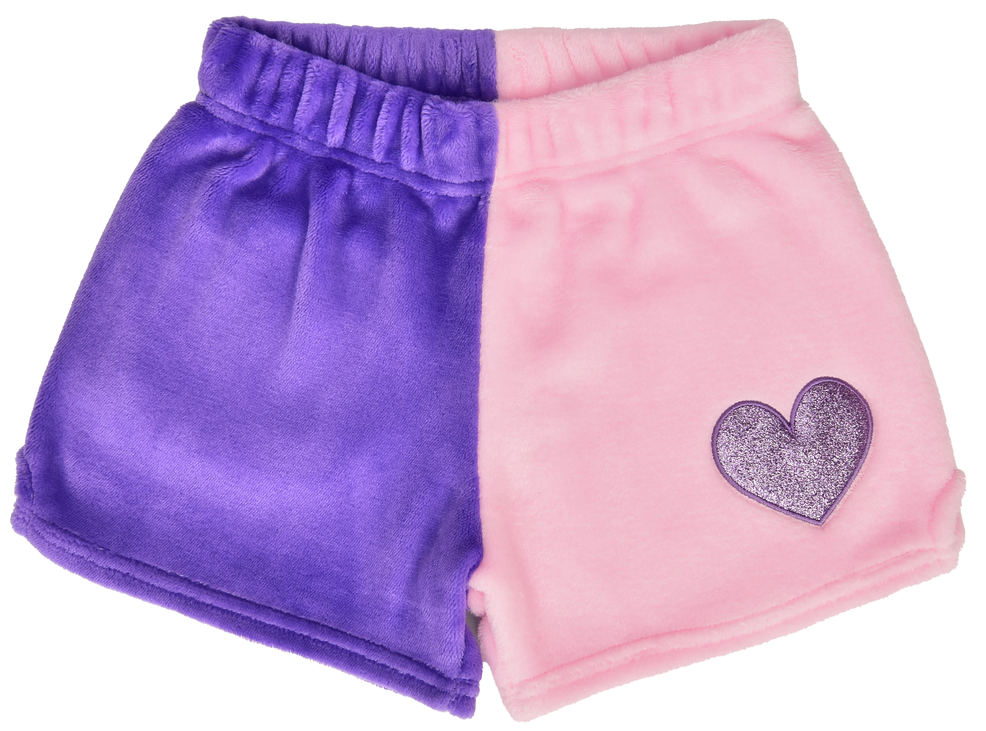 Picture of Vivid Violet & Rose Heart Color Block Plush Shorts