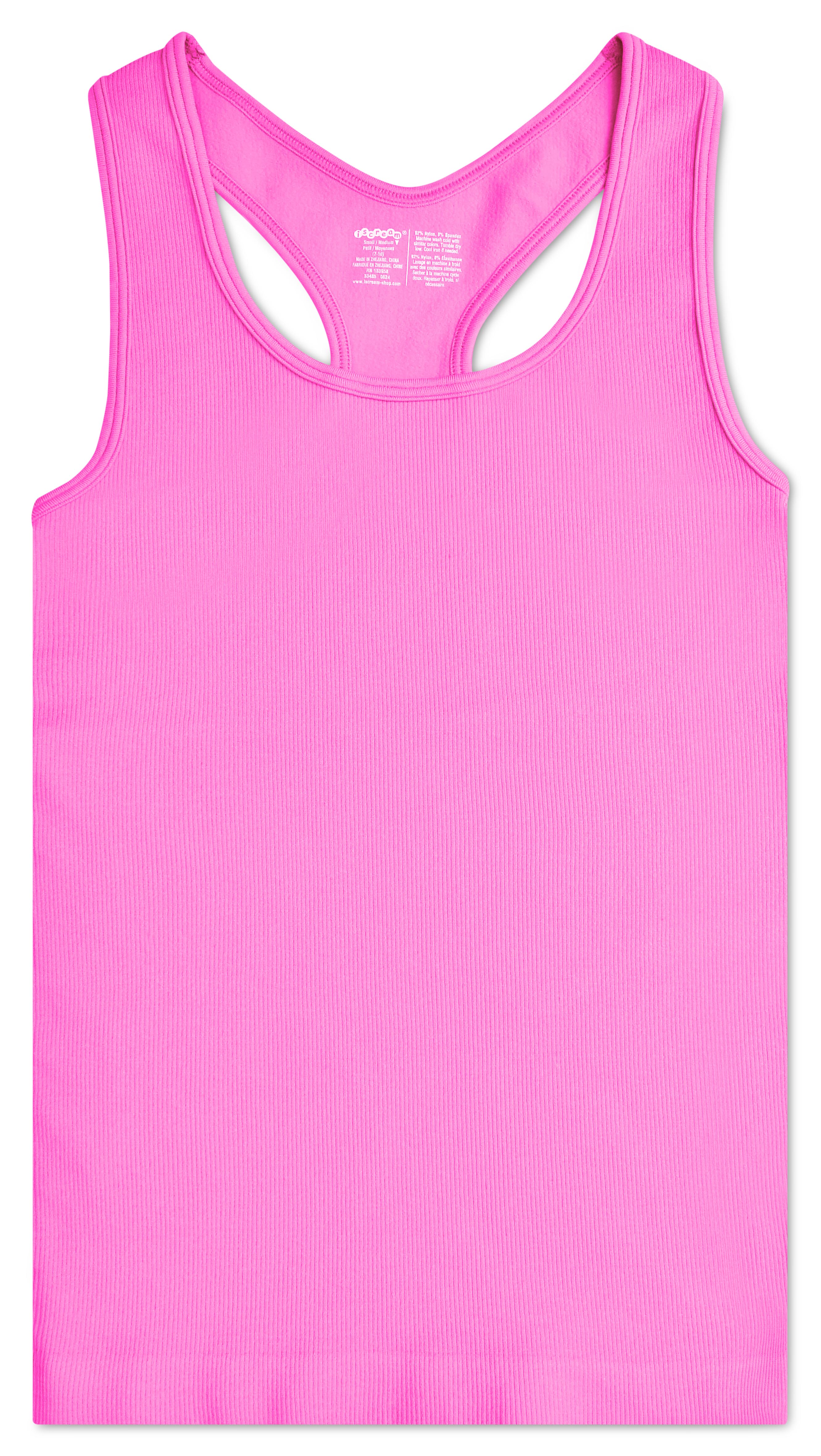 Picture of Pretty Pink Ribbed Racerback Tank Top (Youth Small