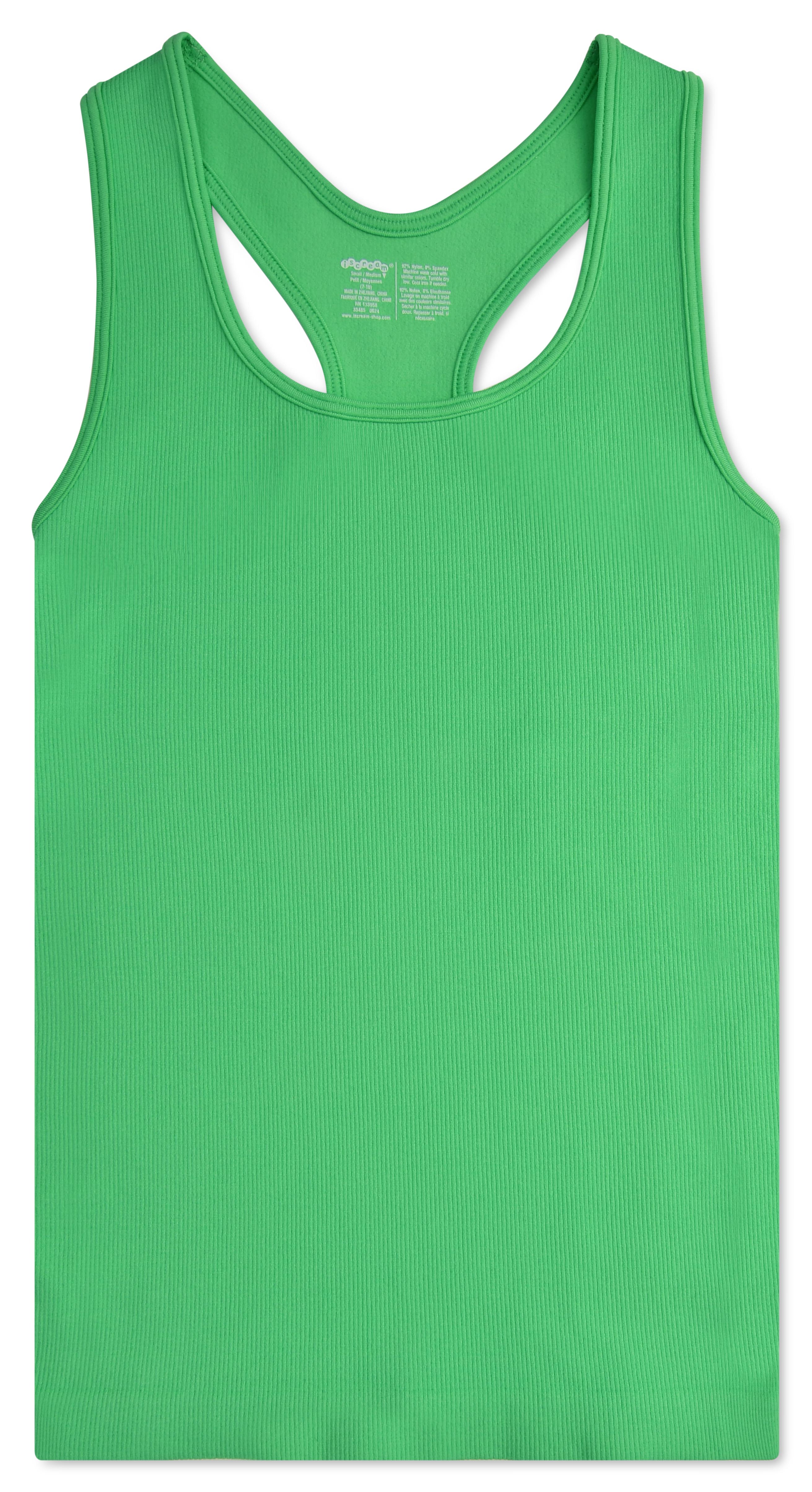 Picture of Glam Green Ribbed Racerback Tank Top (Youth Medium