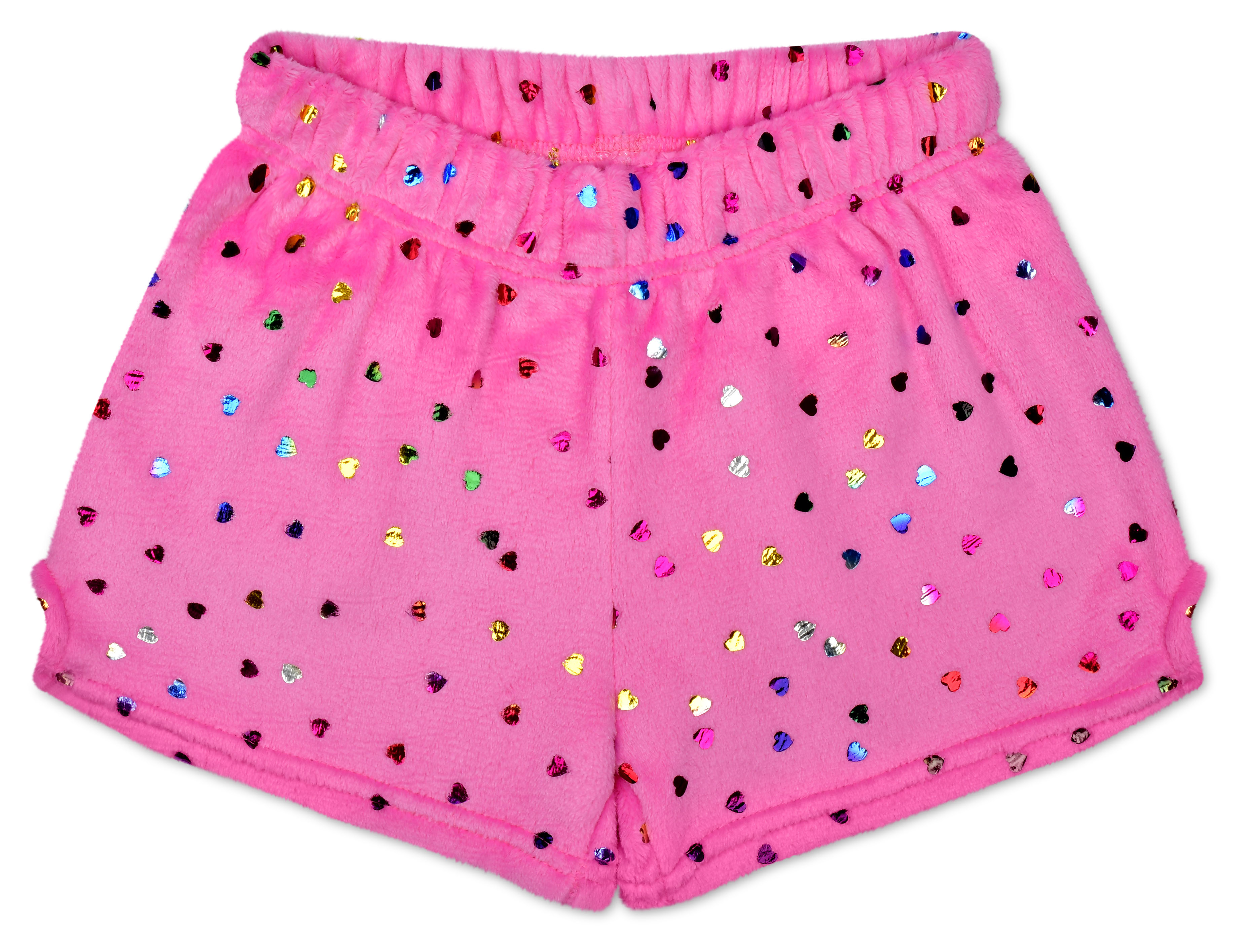 Picture of Bright Pink Foil Heart Plush Shorts (X-Small -(4-6