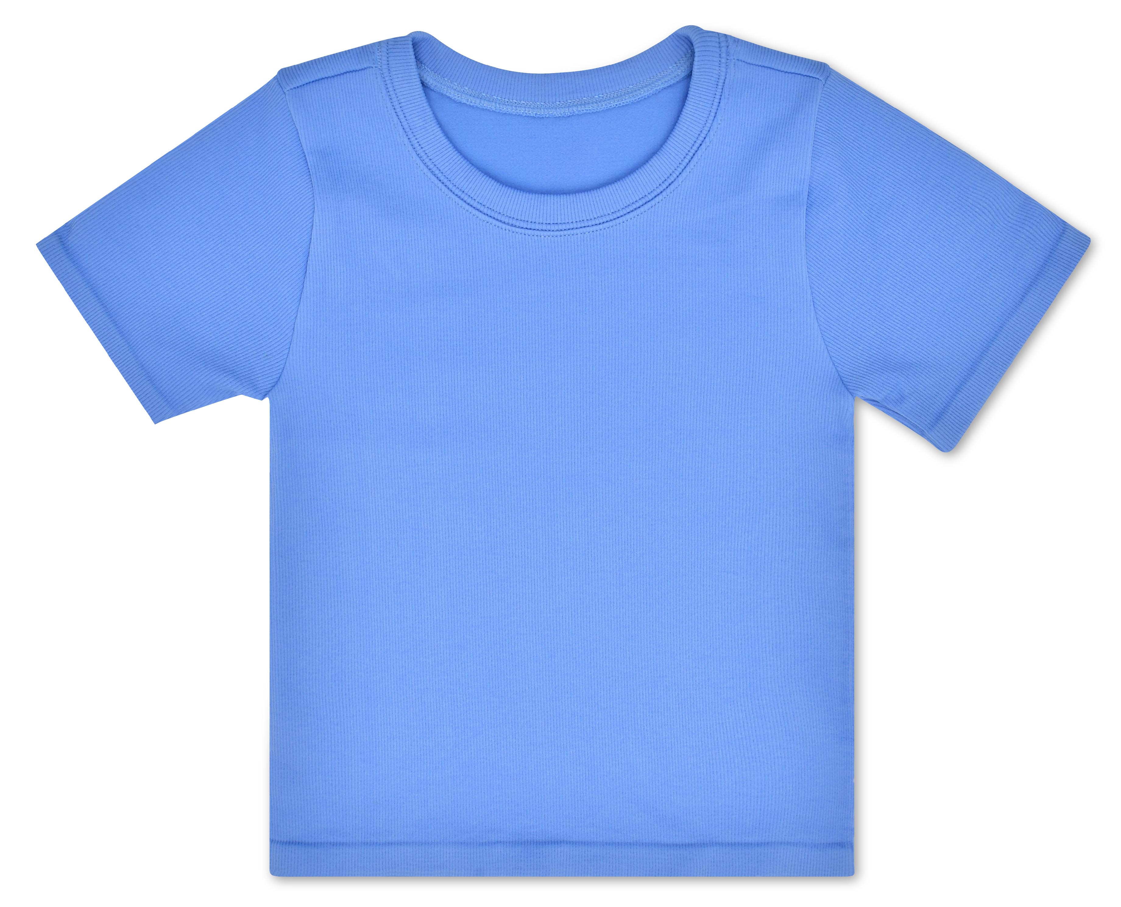 Picture of Bright Blue Ribbed Short Sleeve Shirt (Youth Mediu