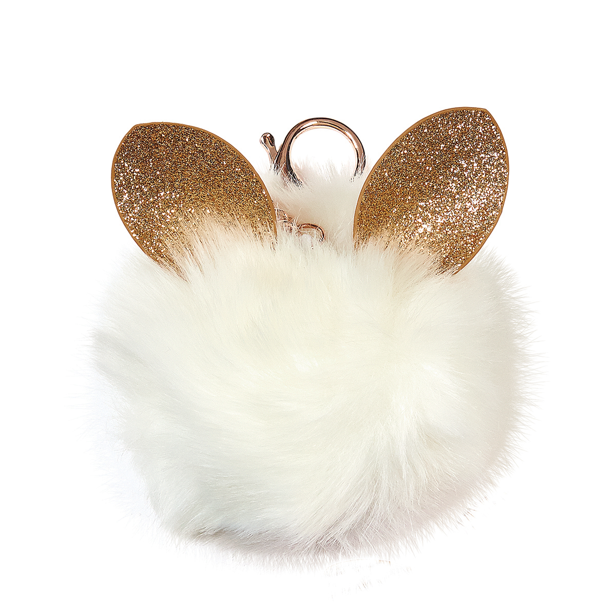 Picture of Glitter Ears Furry Pom-Pom Clip White