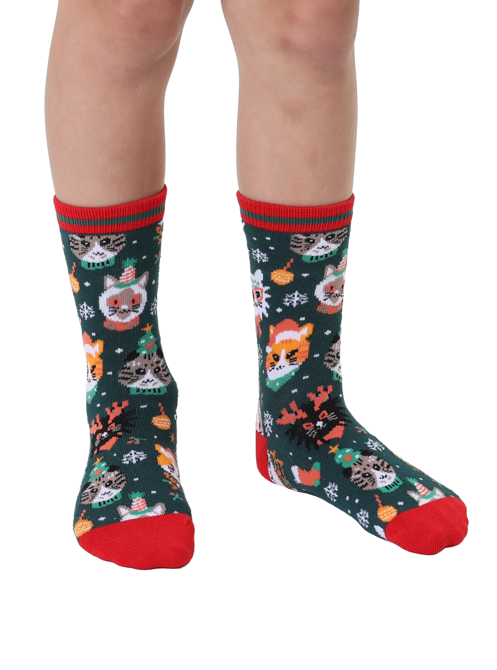 Picture of Holiday Cat Kids Bamboo Crew Socks
