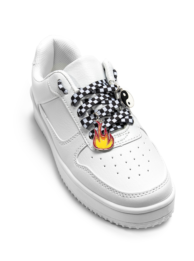 Picture of Checker Shoe Laces and Charm Set