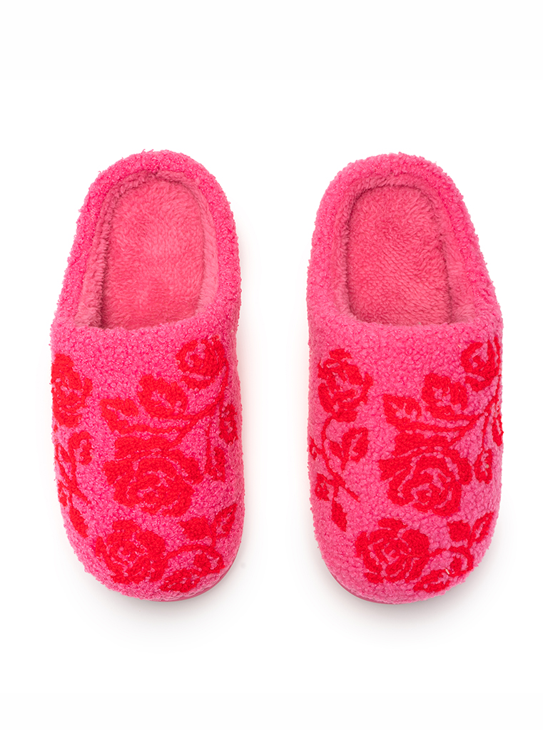 Picture of Red Bouquet Slippers Medium/ Large