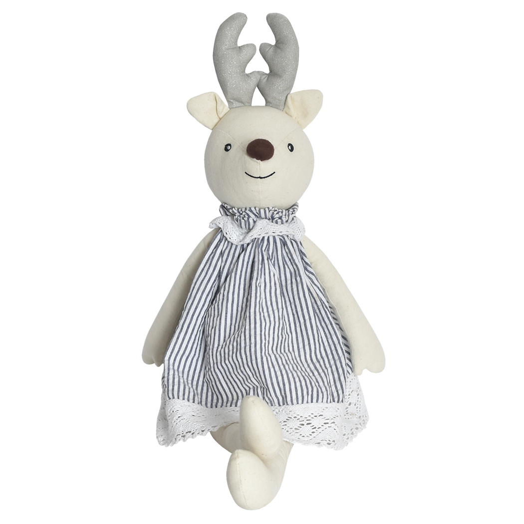 Picture of White Reindeer in Blue & White Stripe Outfit