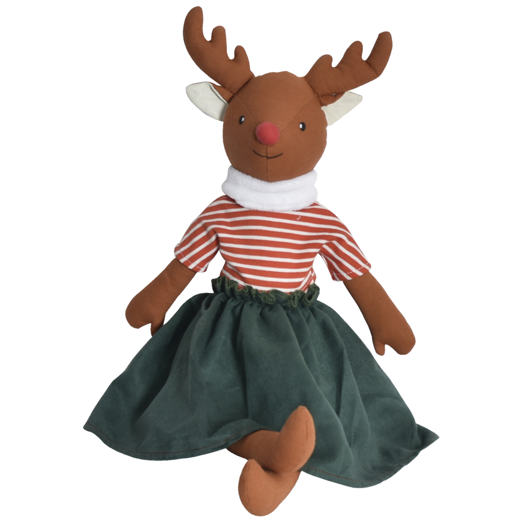 Picture of Brown Reindeer in Red Stripe and Green Outfit