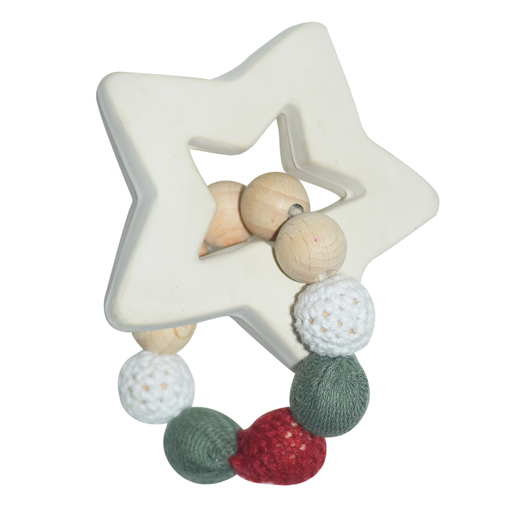 Picture of Star Rubber Teether with Wooden Crochet Beads
