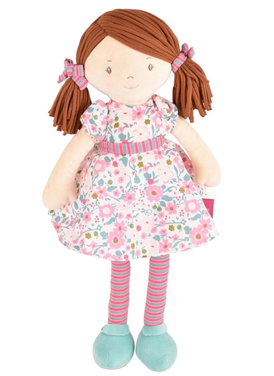 Picture of Katy - Dk Brown Hair with Pink & Sea Green Dress