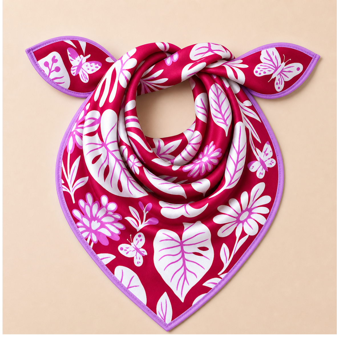 Picture of Silk Scarf: Tropical Red