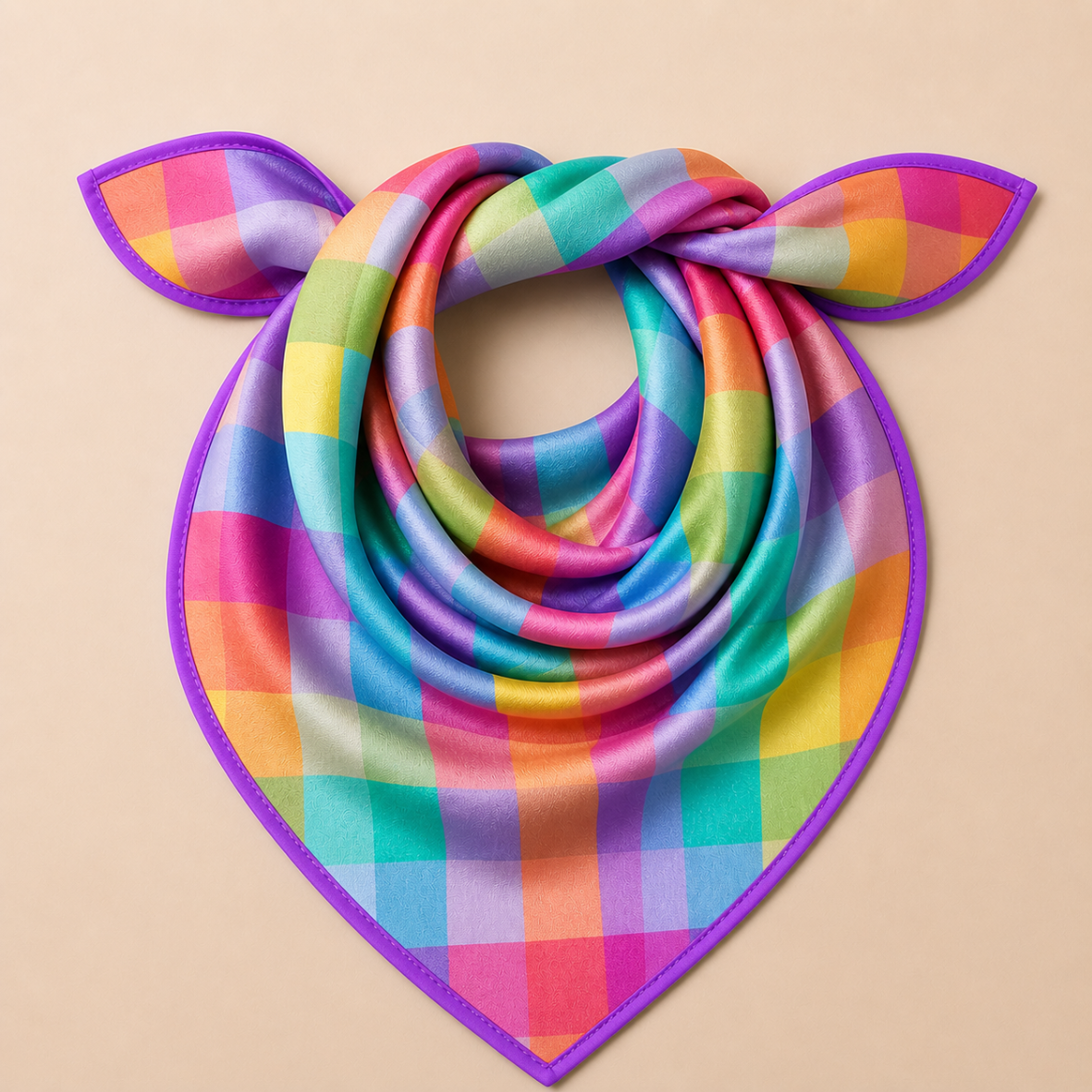 Picture of Silk Scarf: Rainbow Plaid