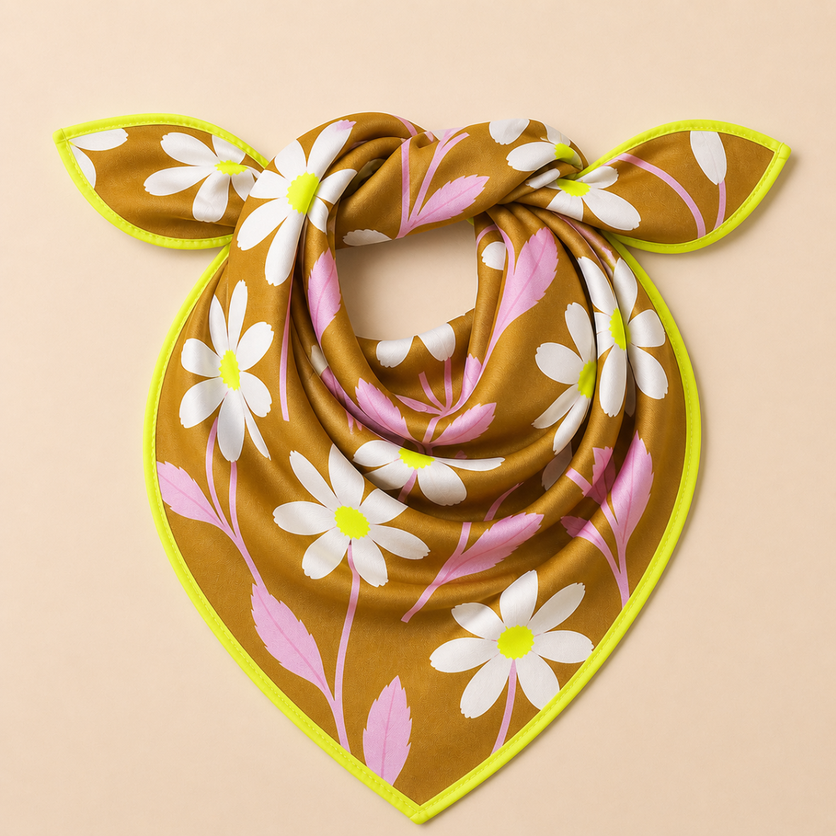 Picture of Silk Scarf: Retro Floral and Neon