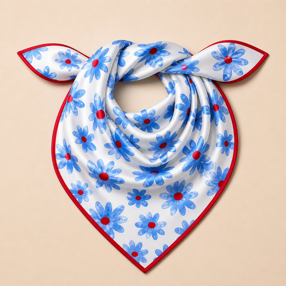 Picture of Silk Scarf: Blue and Red Floral