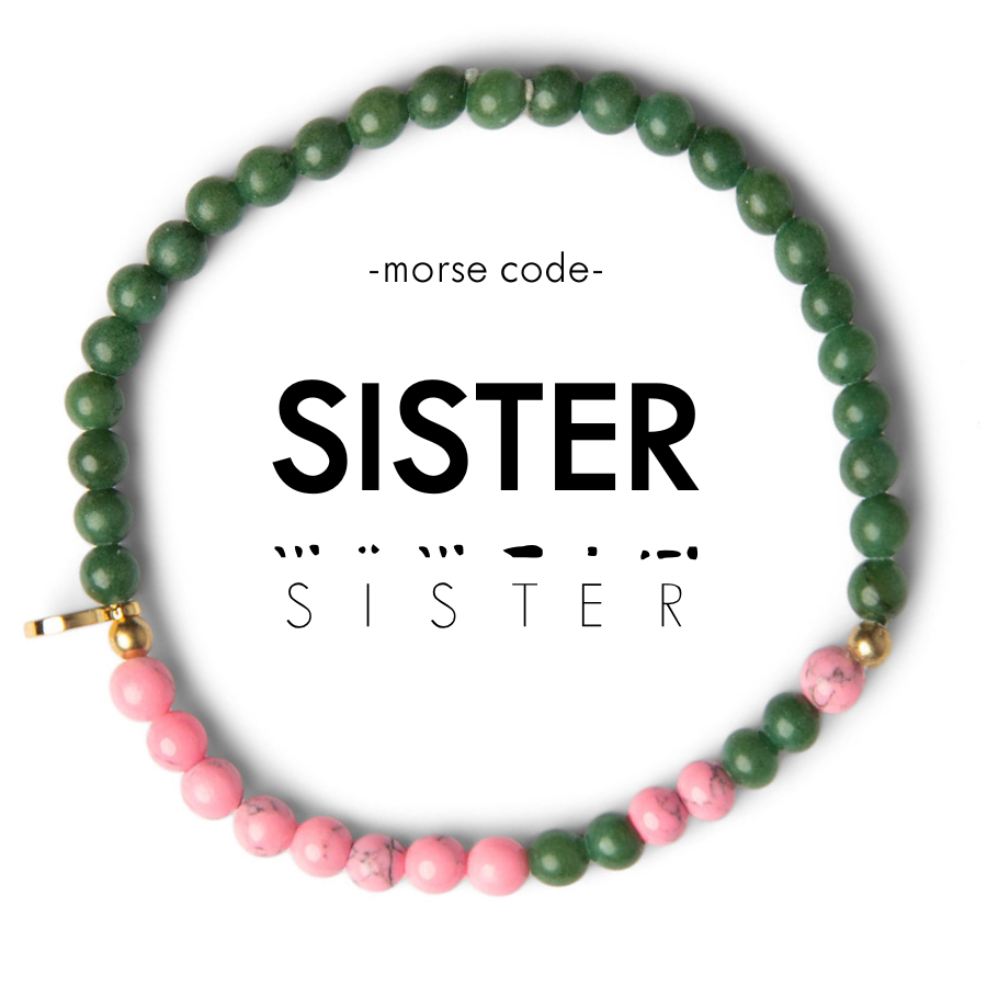 Picture of EG MC Bracelet: SISTER | Pink Howlite & Green