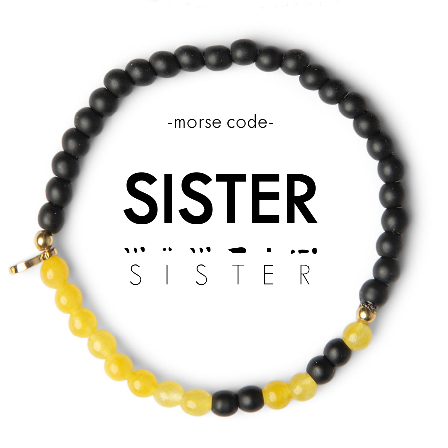 Picture of EG MC Bracelet: SISTER | Onyx & Yellow Quartz
