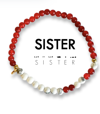 Picture of EG MC Bracelet: SISTER | Maroon Quartz & Howlite