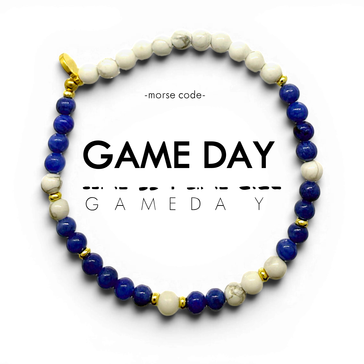 Picture of EG MC Bracelet: GAME DAY | Howlite & Royal Blue Qu