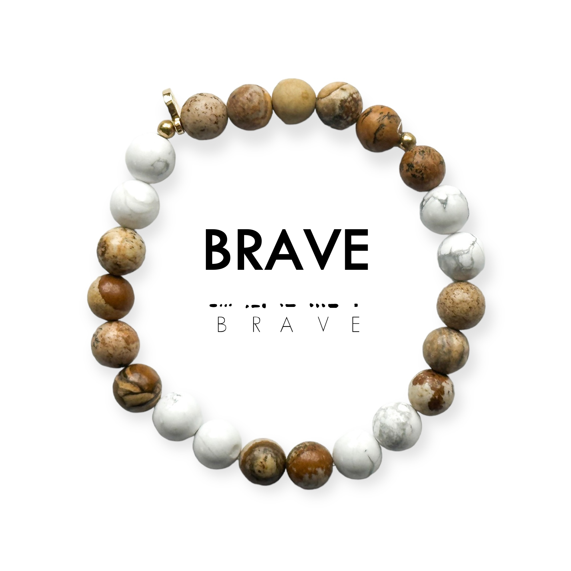 Picture of 8mm: BRAVE | Tan Picture Jasper & Howlite