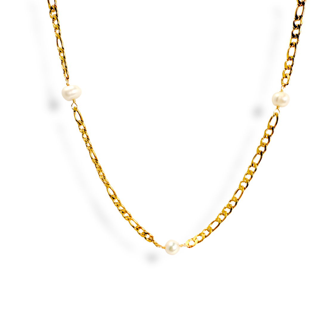Picture of Pearl & Chain Necklace | Figaro+Pearl Mixed Chain