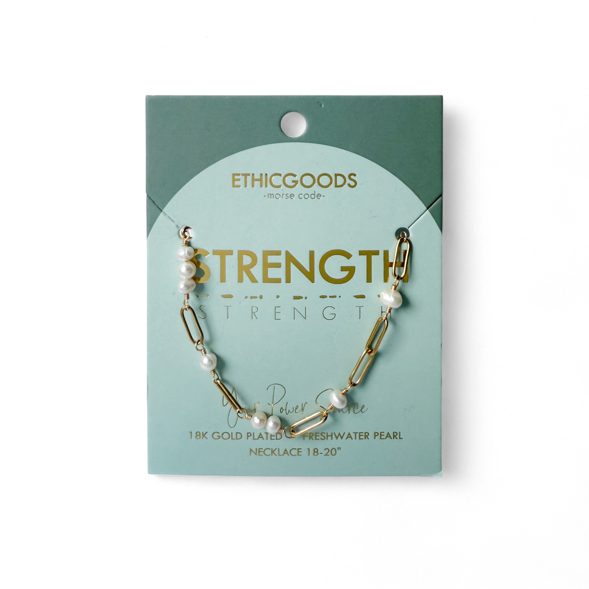Picture of Pearl & Chain MORSE CODE Necklace | STRENGTH
