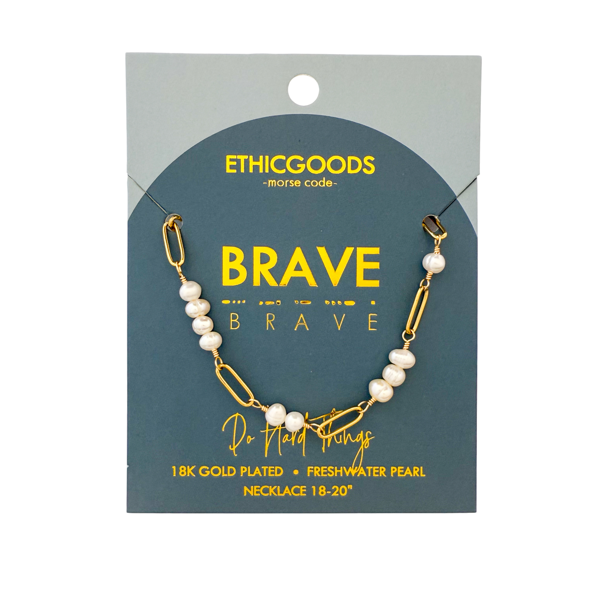 Picture of MC Pearl & Gold Paperclip Necklace | BRAVE