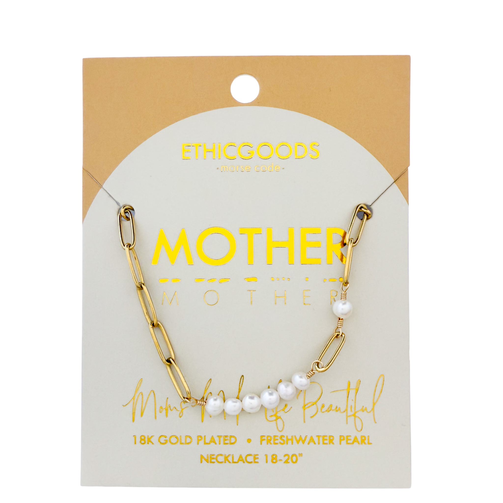Picture of MC Pearl & Gold Paperclip Necklace | MOTHER