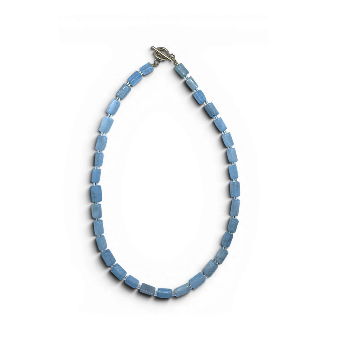 Picture of Aquamarine Tube Gemstone Beaded Necklace