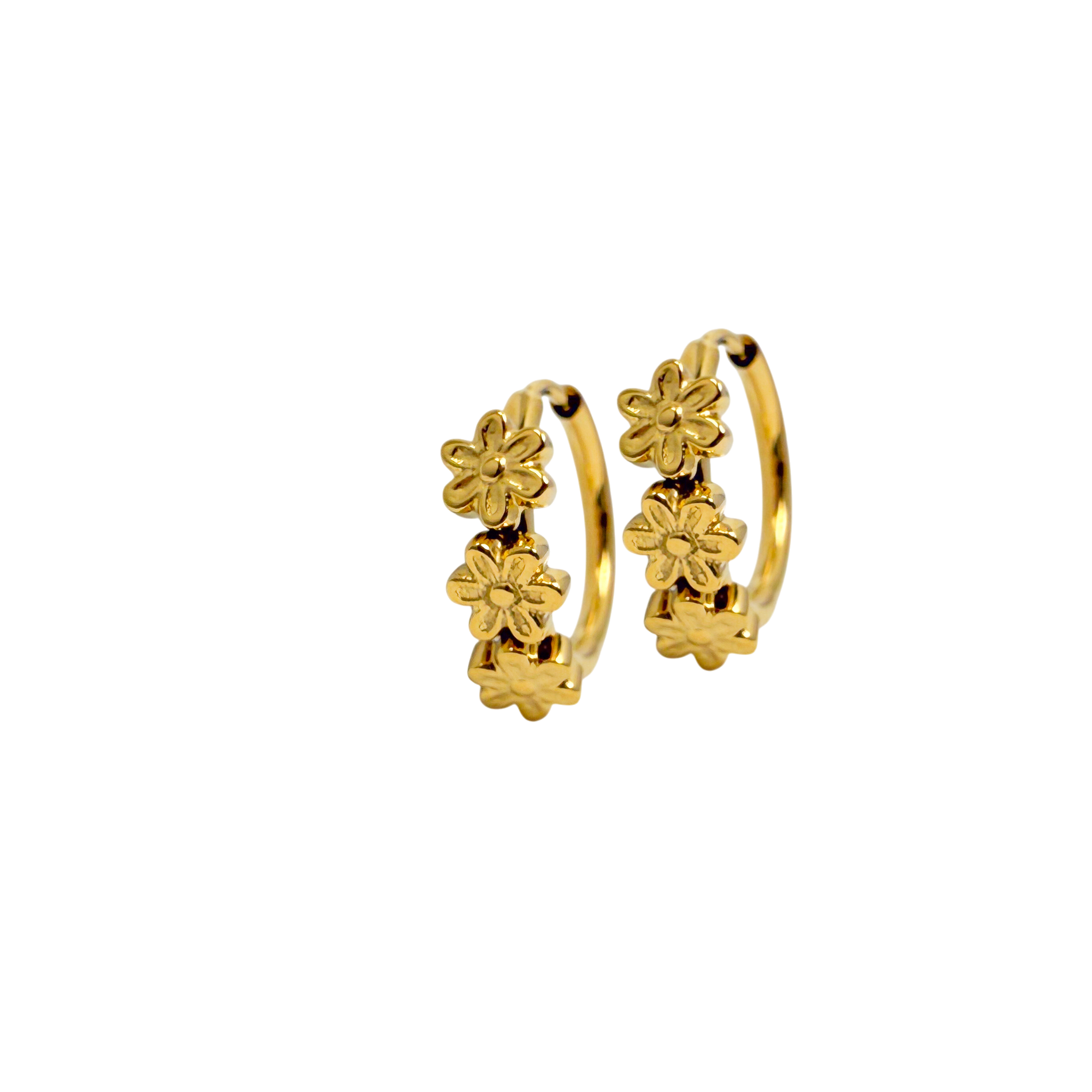 Picture of Kids Earring: Gold Flower Hoop