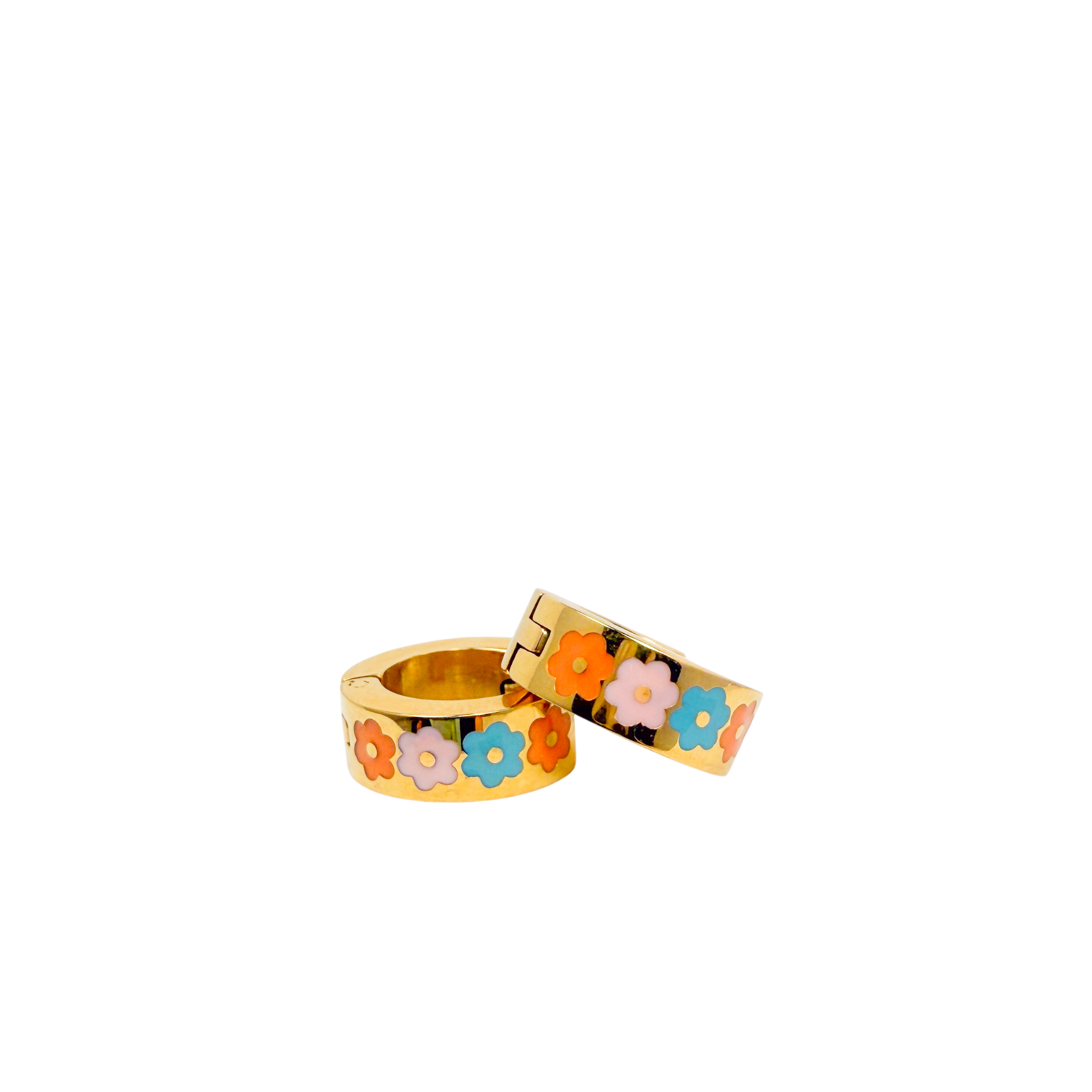 Picture of Kids Earring: Gold Thick Flower Hoop