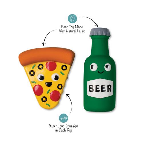 Picture of IN PIZZA WE CRUST LATEX DOG TOYS SET OF 2