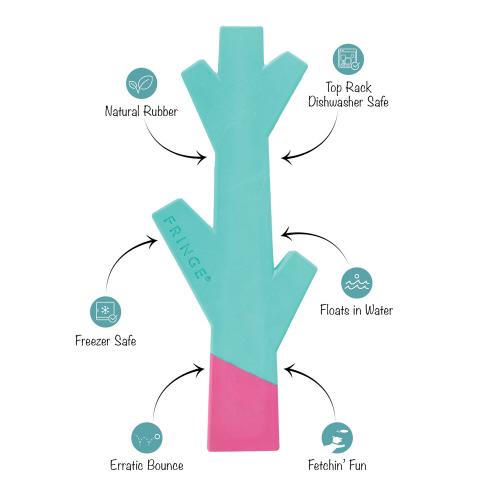 Picture of STICK WITH ME TURQUOISE/HOT PINK RUBBER DOG TOY