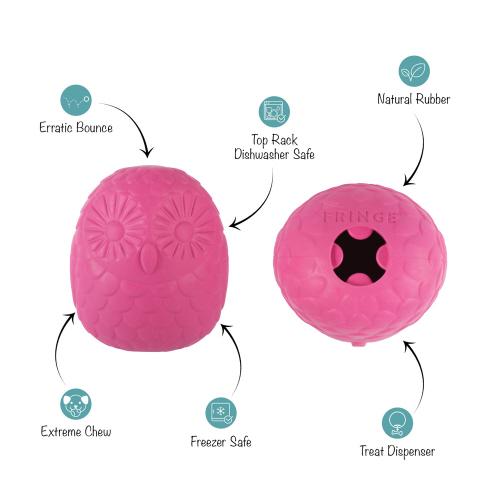 Picture of YOU'RE A HOOT HOT PINK RUBBER DOG TOY