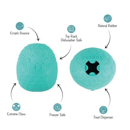 Picture of YOU'RE A HOOT TURQUOISE RUBBER DOG TOY