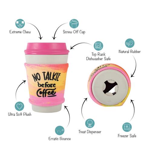 Picture of NO TALKIE BEFORE COFFEE RUBBER/PLUSH DOG TOY