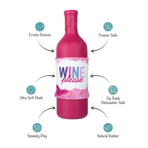 Picture of WINE PLEASE RUBBER/PLUSH DOG TOY