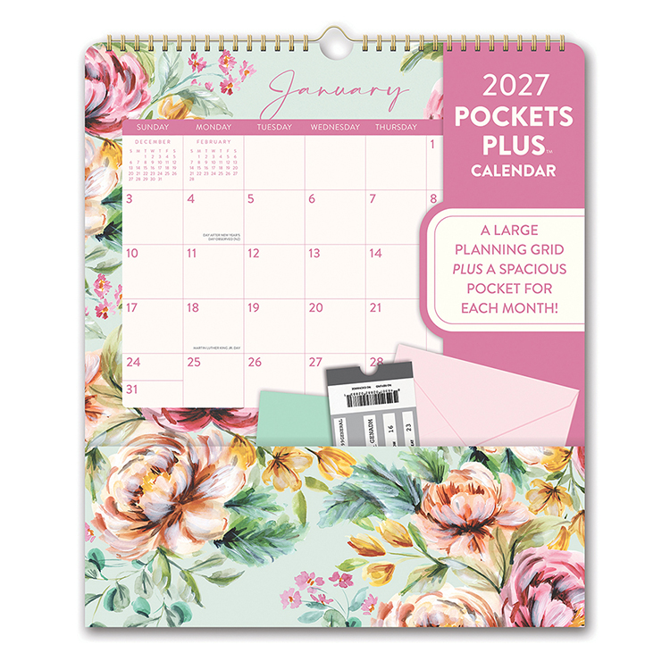 Picture of 2027 Bella Flora Pockets Plus Wall Calendar